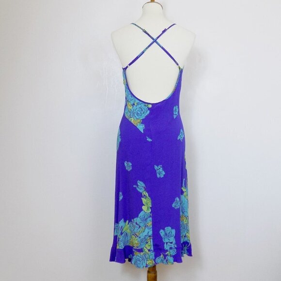 vintage betsey johnson dress floral rose print slip dress open back sexy summer - Picture 5 of 11